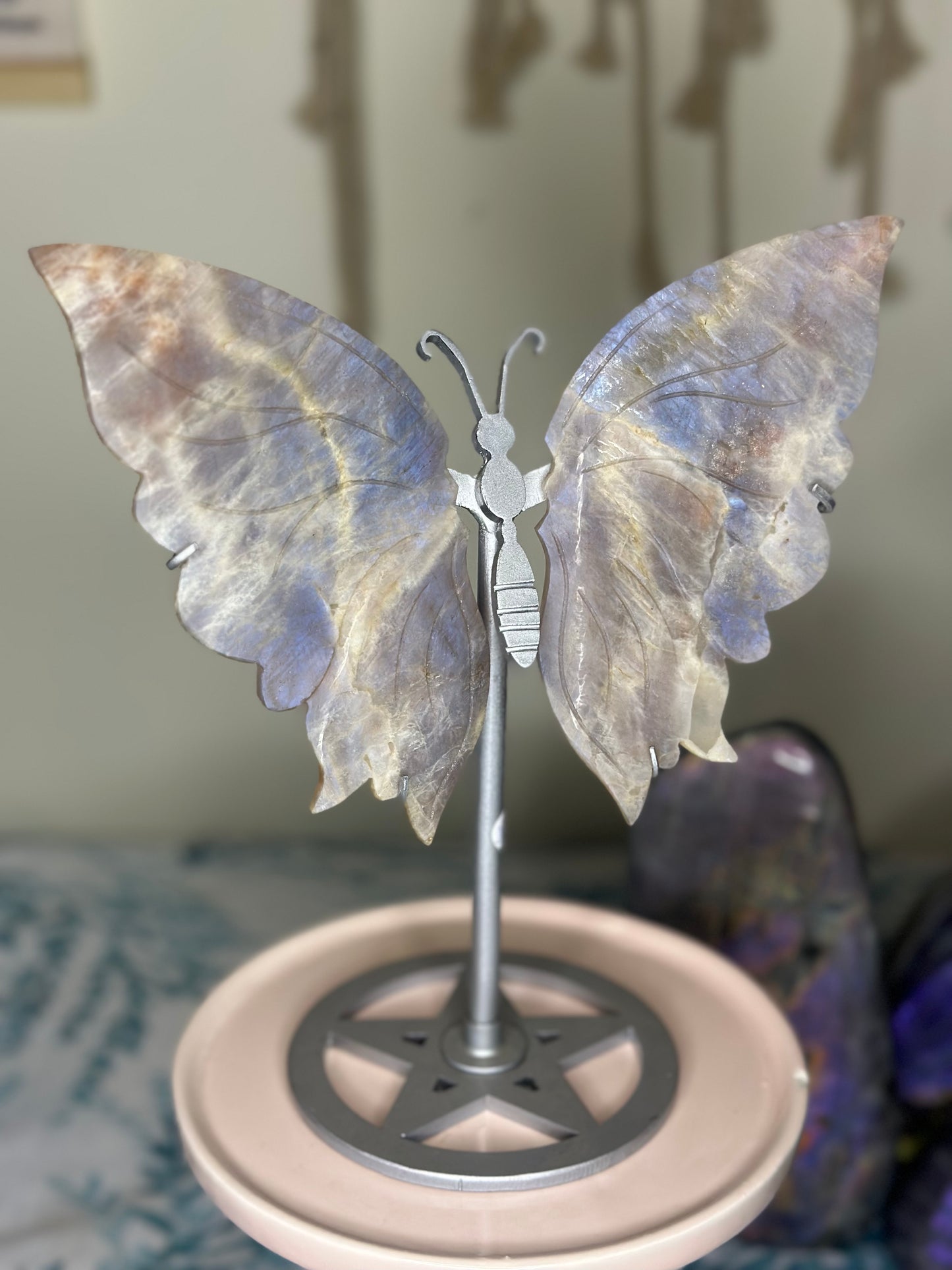 Moonstone Butterfly Carving